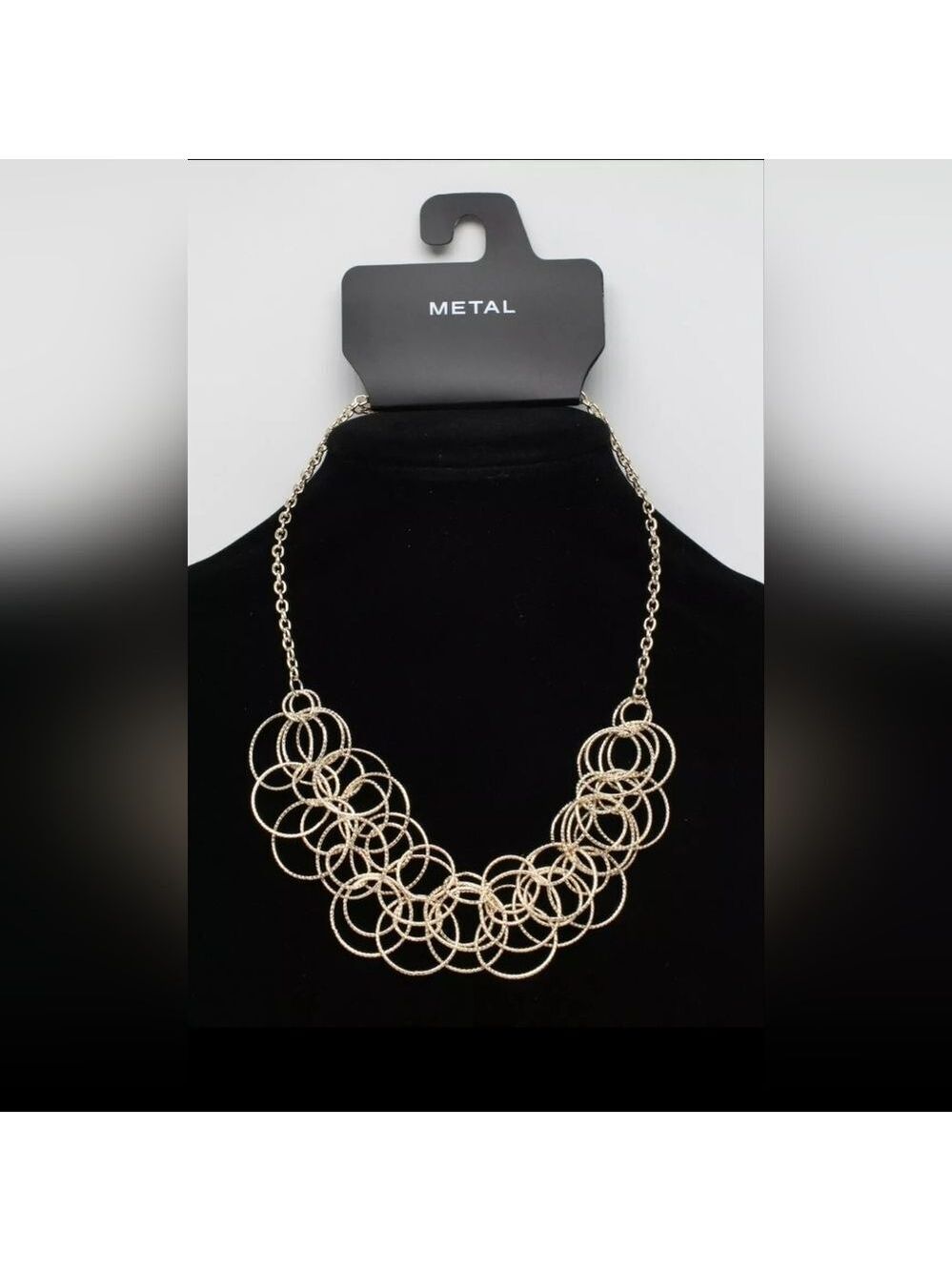 Rose Gold Linked Ring Statement Necklace 18" NWT By Metal